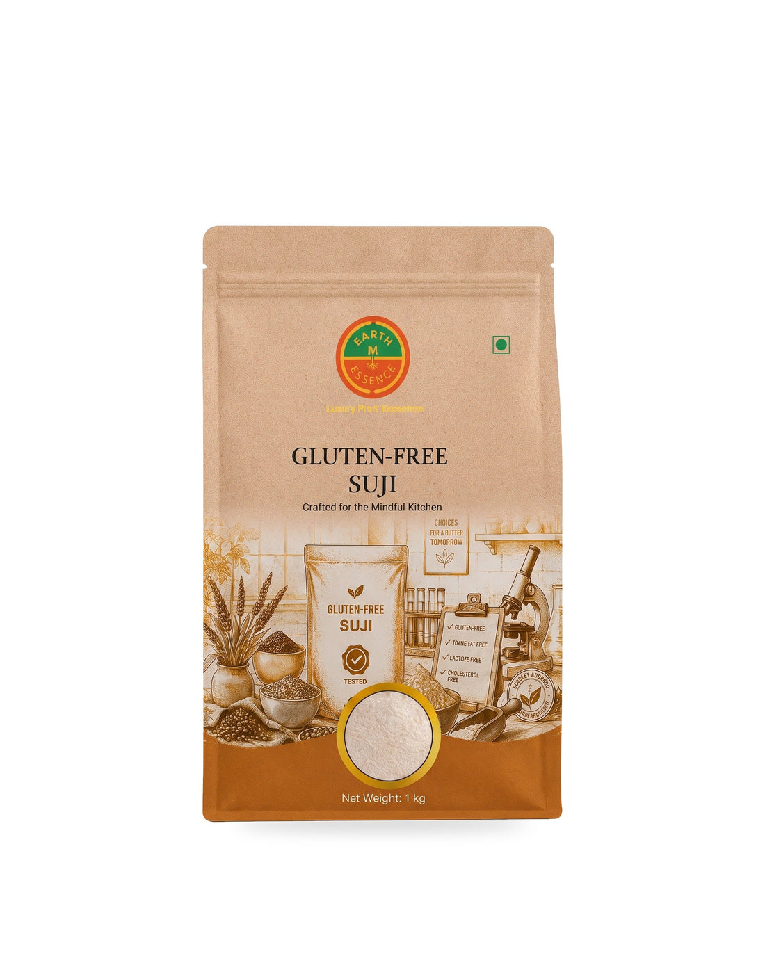 Gluten Free Suji 1 kg pack on a white background