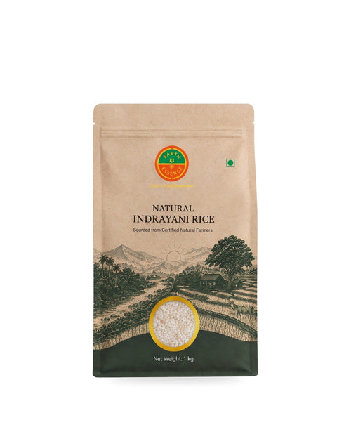 Natural Indrayani Rice 1 kg pack on a white background