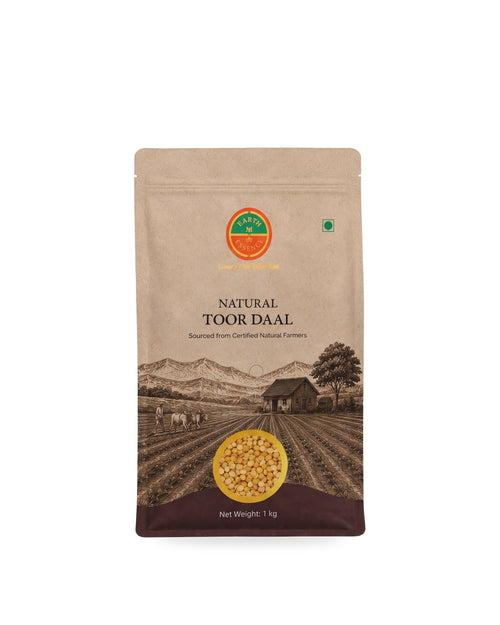 Natural Toor Dal 1 kg pack on a white background